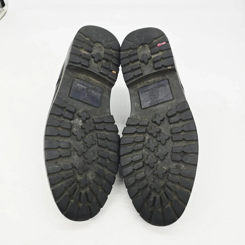 Vintage Polo Ralph Lauren Shoes Men's 9 D Oxford Black‎ Leather Plain Toe Derby